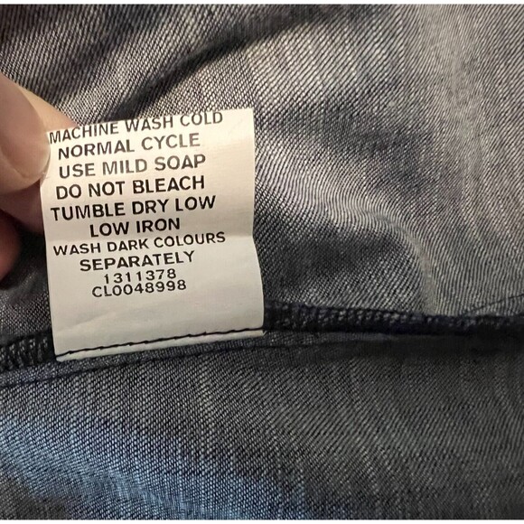 eShakti V-Neck Dress  Women's M (8)  Embroidered Sleeveless Sheath Blue Chambray - Picture 8 of 9